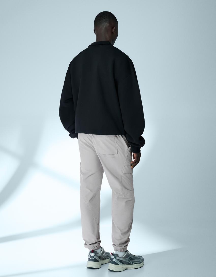 Technical slim fit cargo trousers-Grey