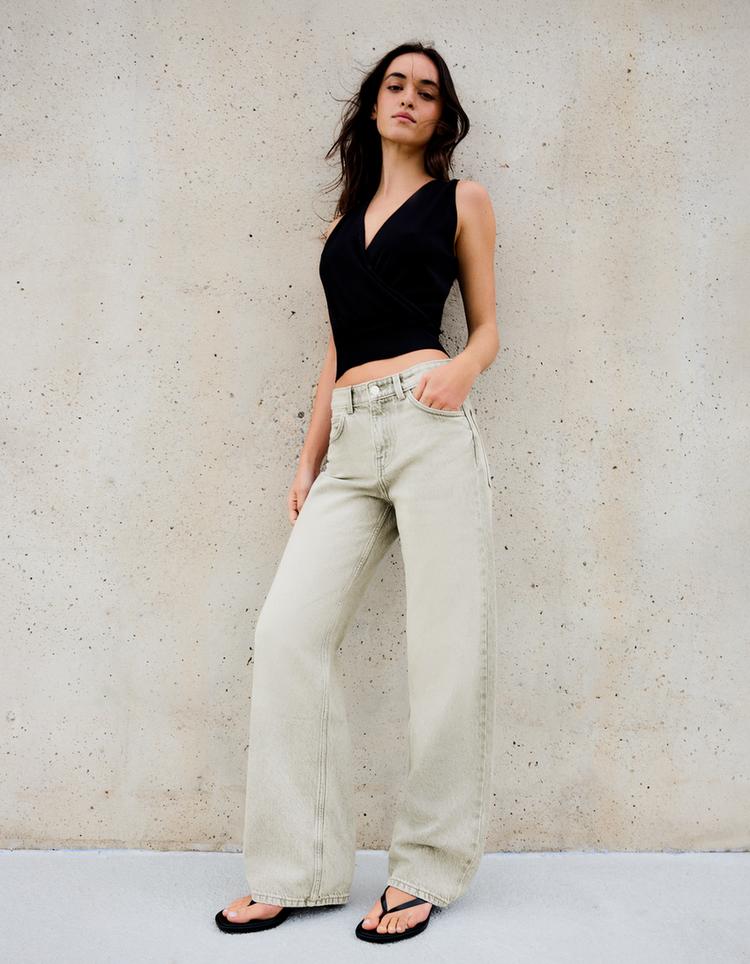 Yüksek bel straight fit geniş paça jean
