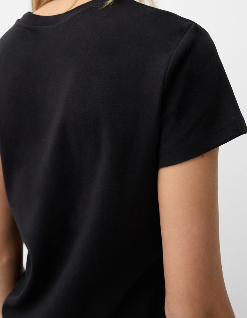 Camiseta manga corta heavy cotton-Negro