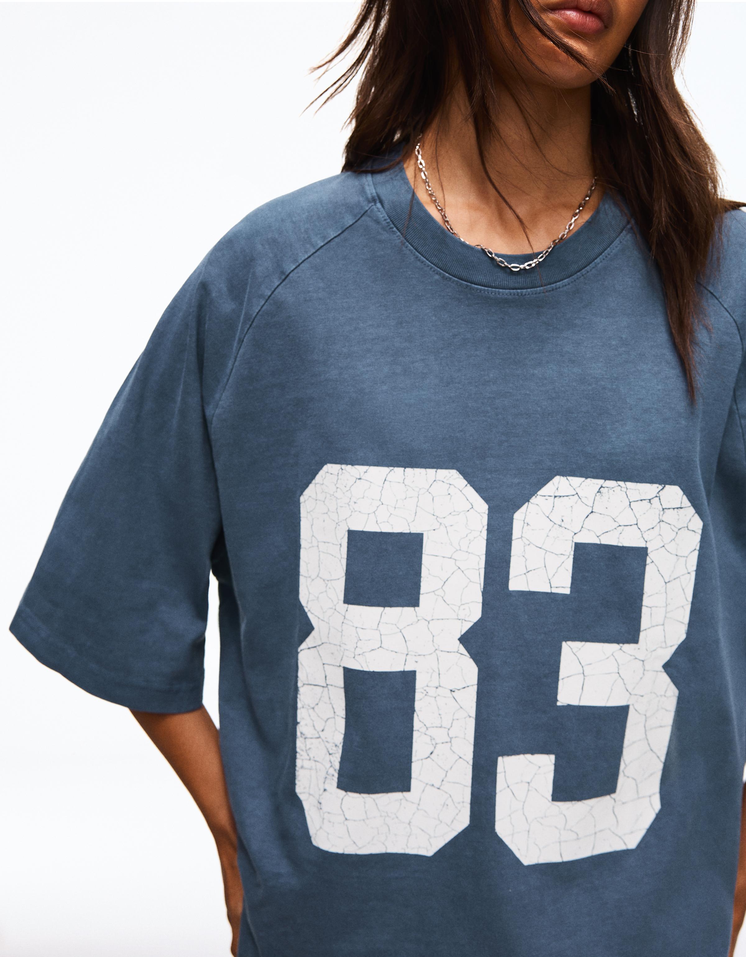 Boxy print T-shirt — Navy