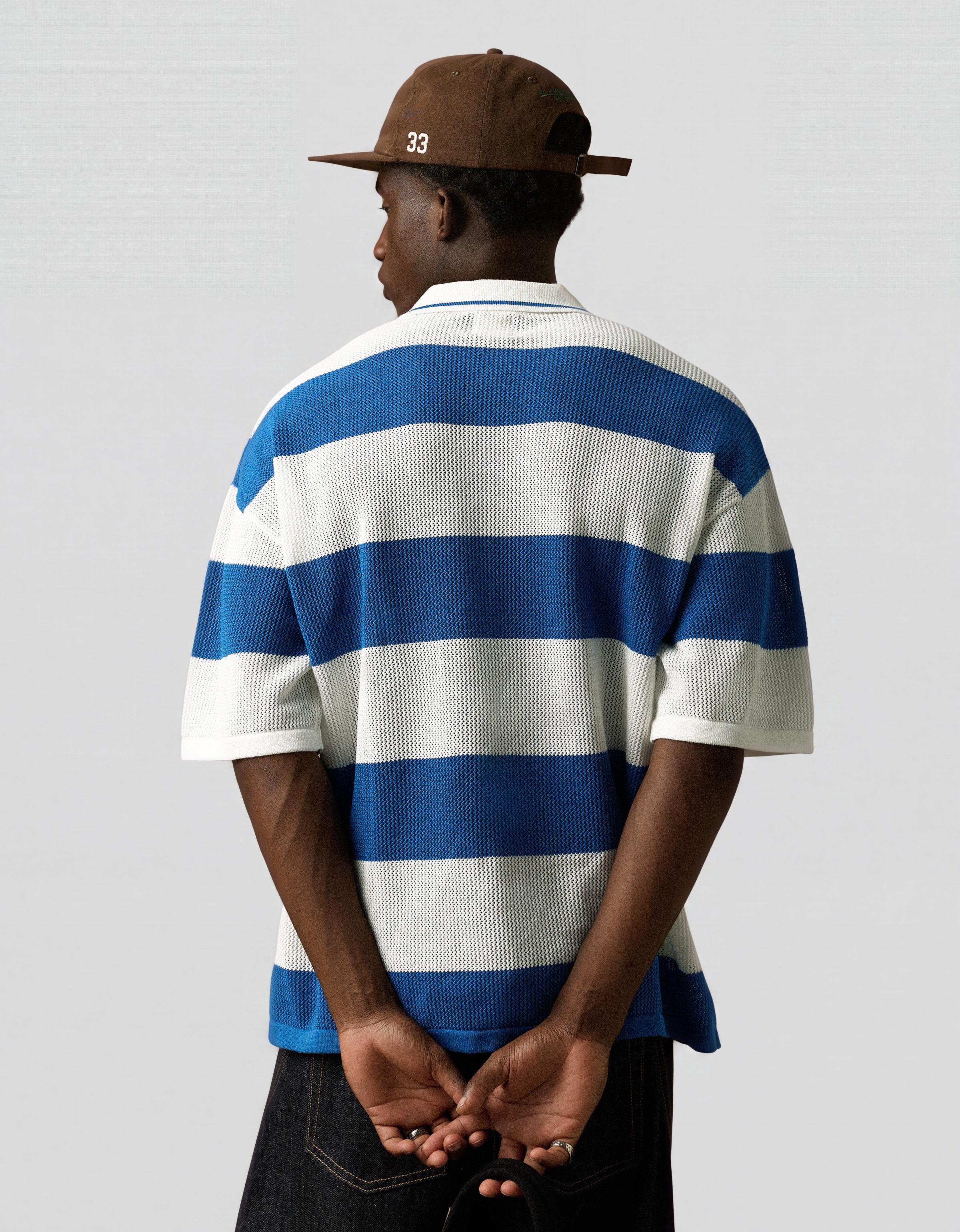 Mesh patch polo shirt — Blue