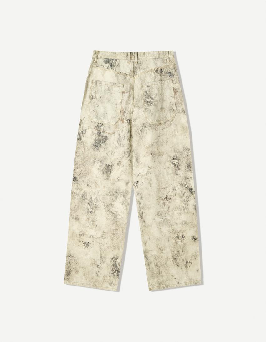 Printed balloon pants-Cream-1