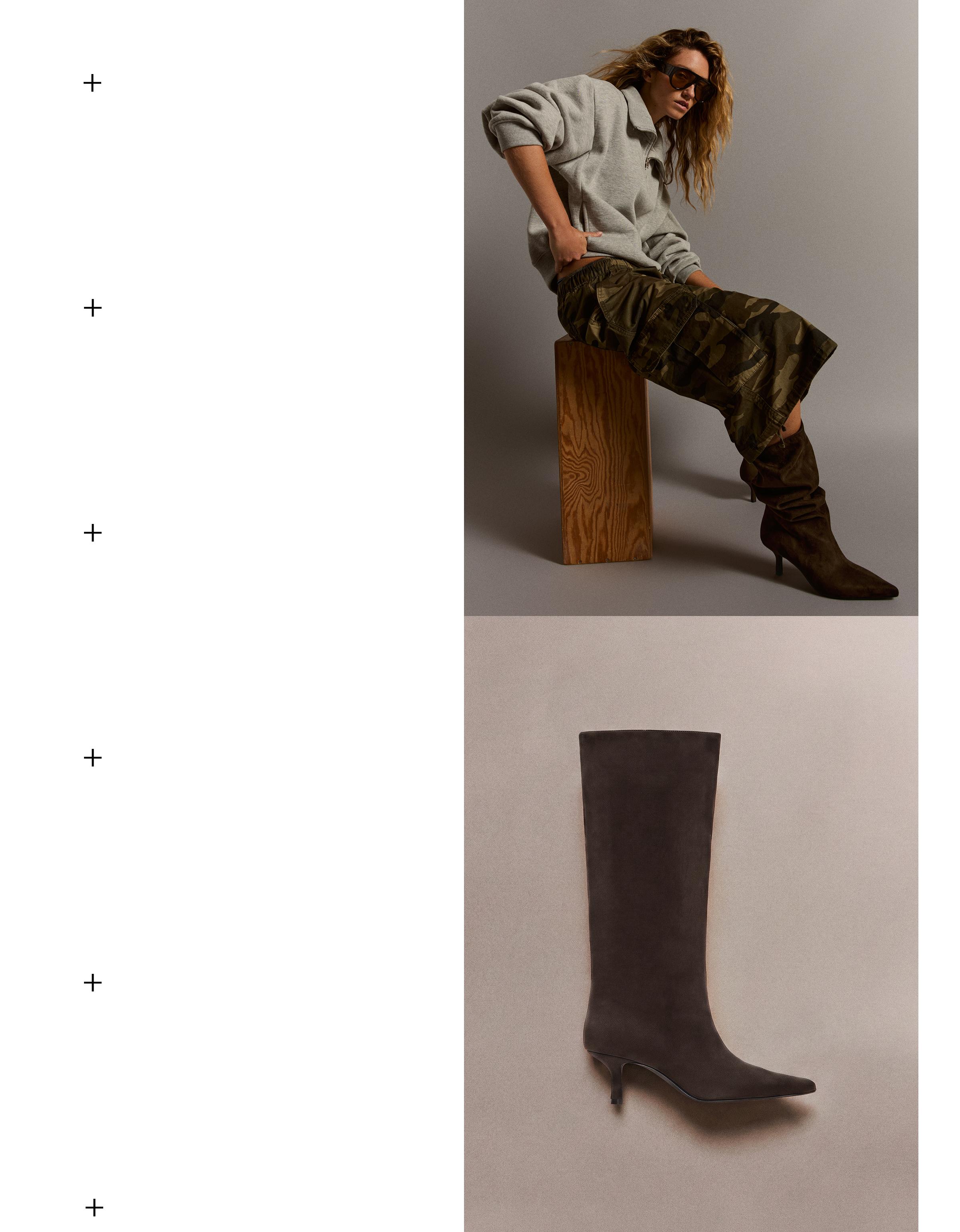 Kitten heel boots — Brown