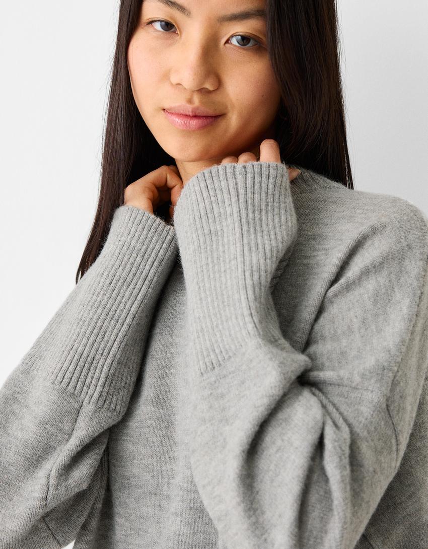 Pull col rond-Gris-5