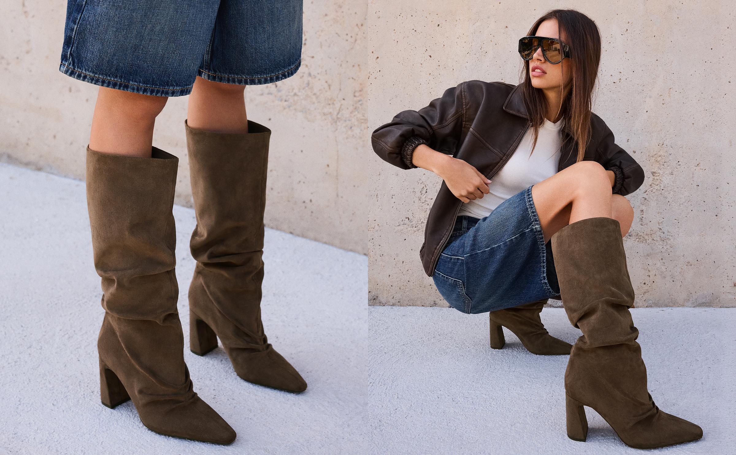 Slouchy heel boots — SAND