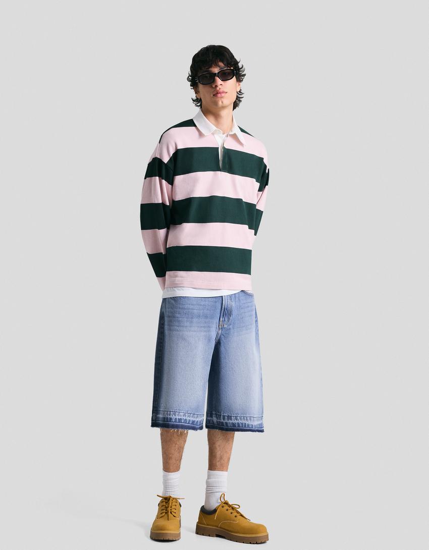 Baggy Bermuda shorts-Light blue