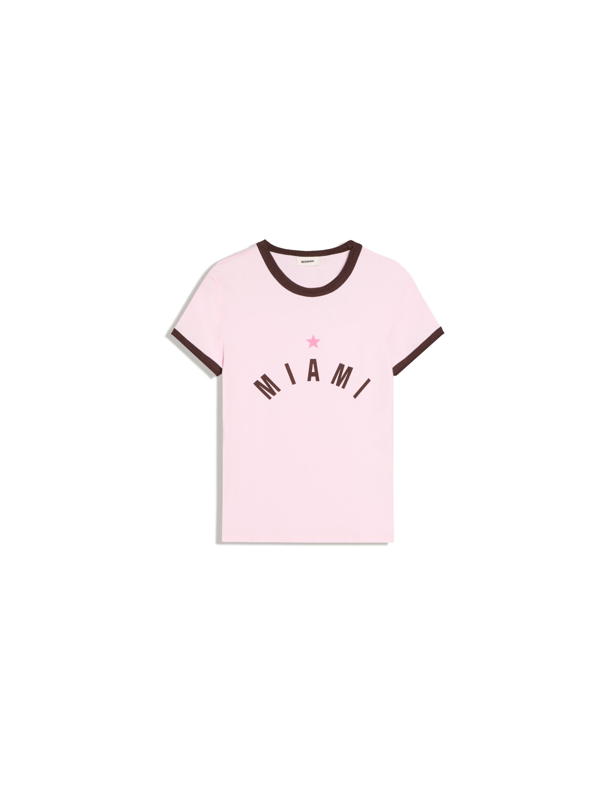Contrast print fitted T-shirt — Pink