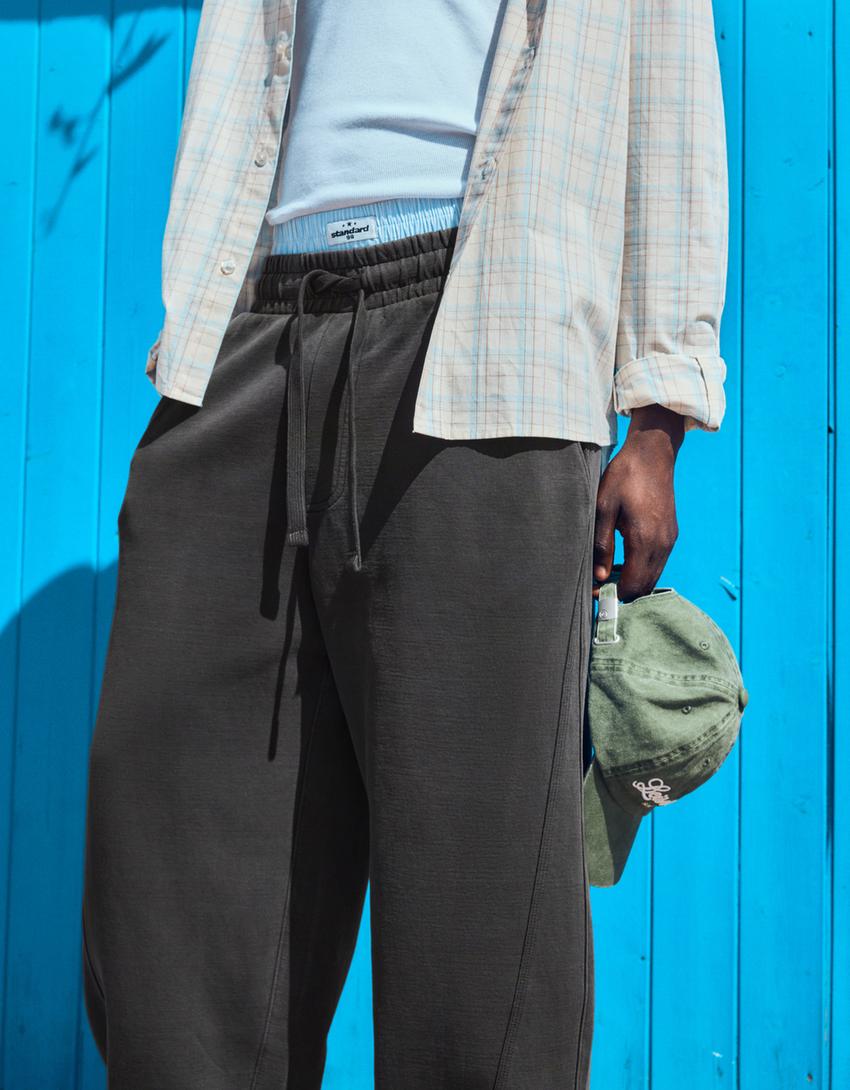 Interlock balloon fit trousers-Grey