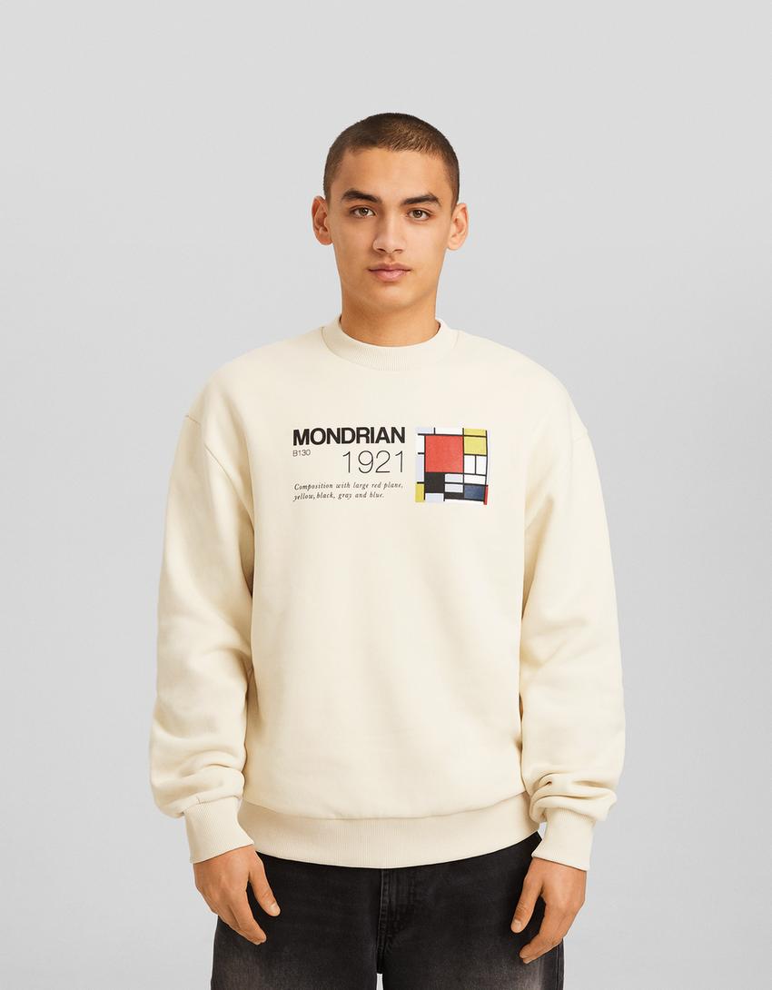 Piet Mondrian print sweatshirt-Cream-0