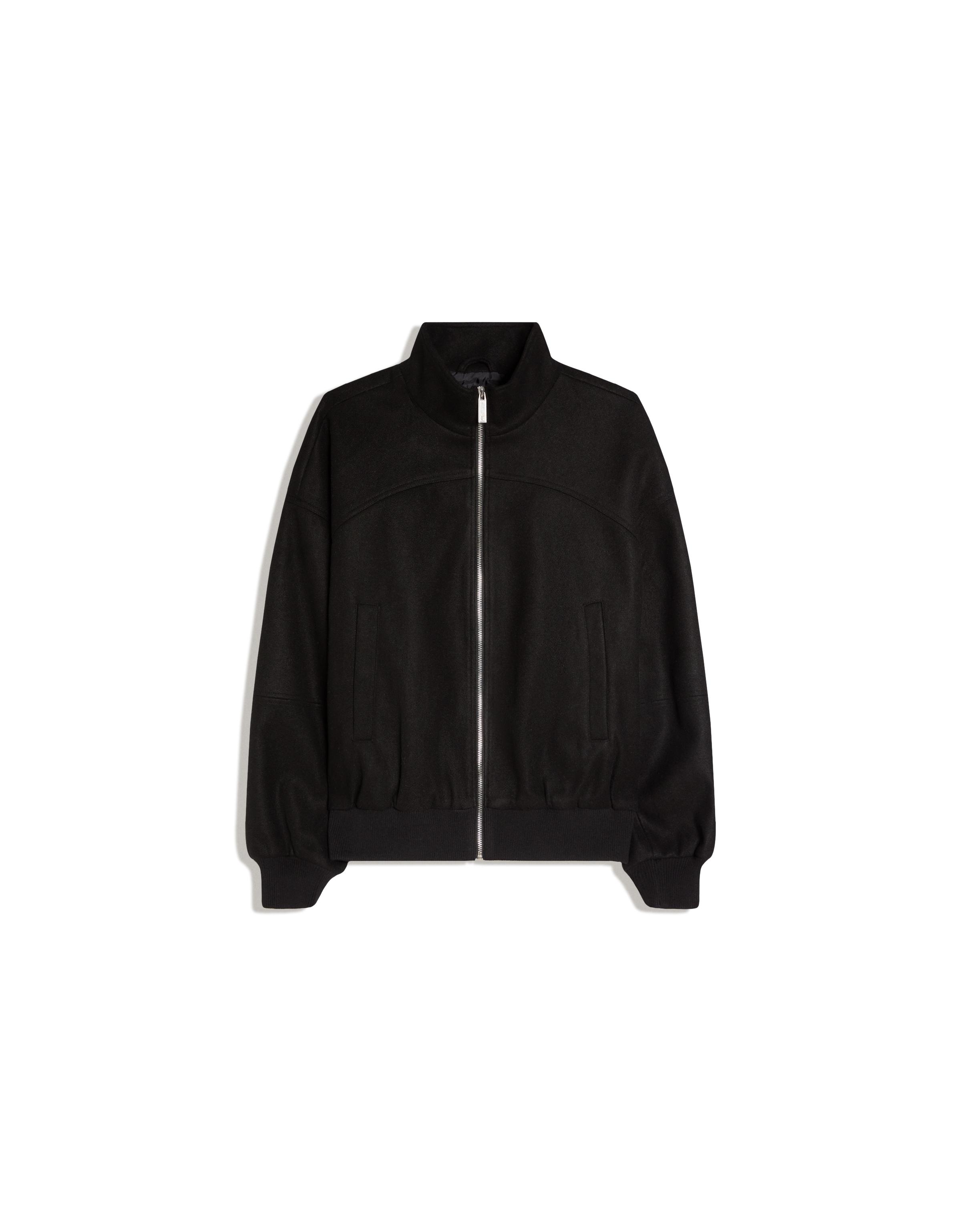 Felt-effect bomber jacket — Black