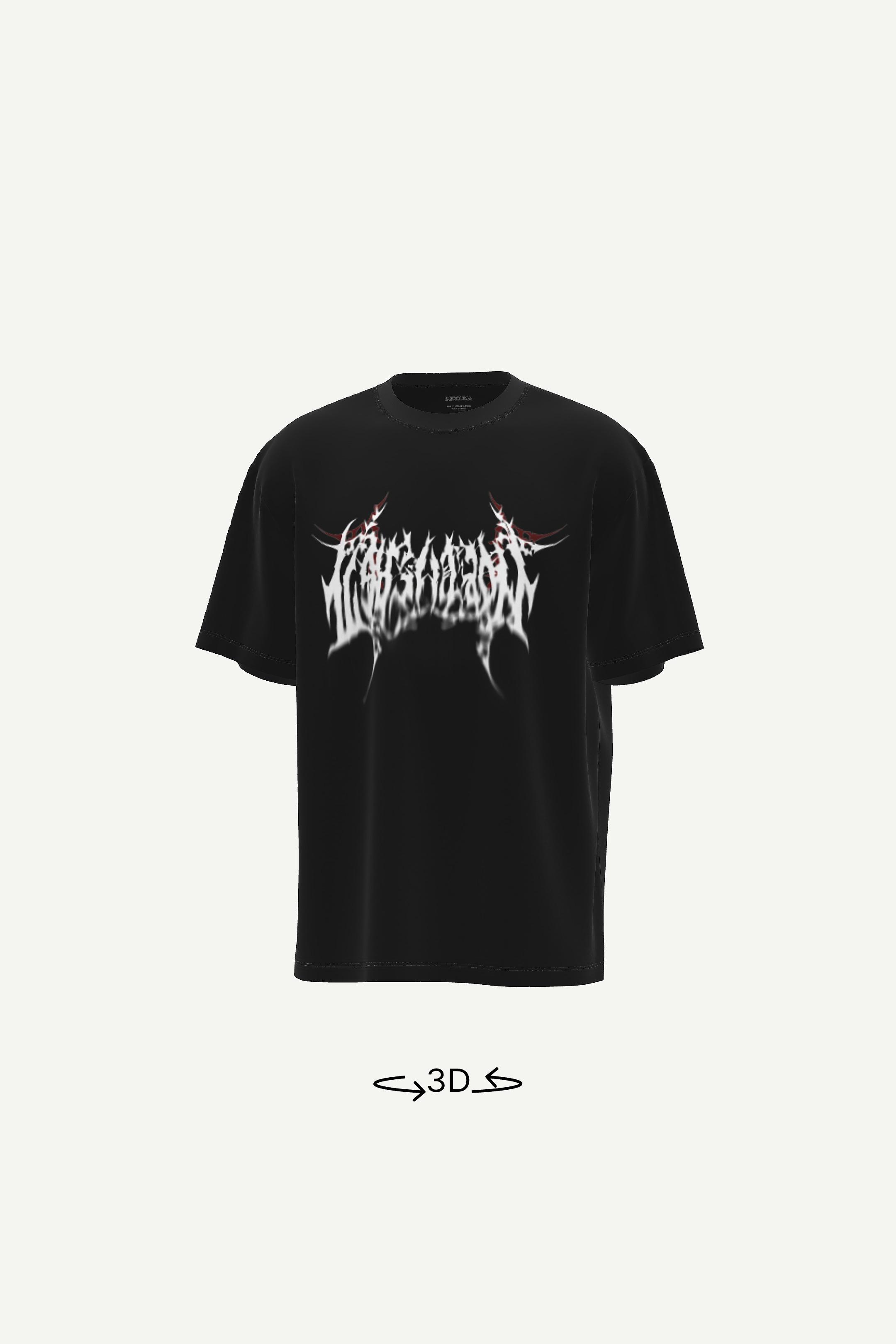 T-shirt manga curta estampado-Preto-0