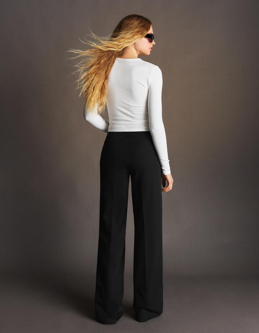 Geniş paça pantolon-Siyah