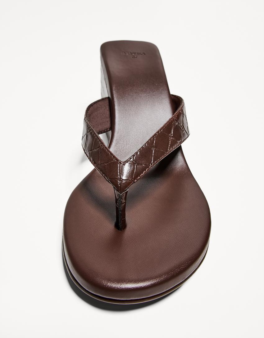 Sandales talon compensées-Marron