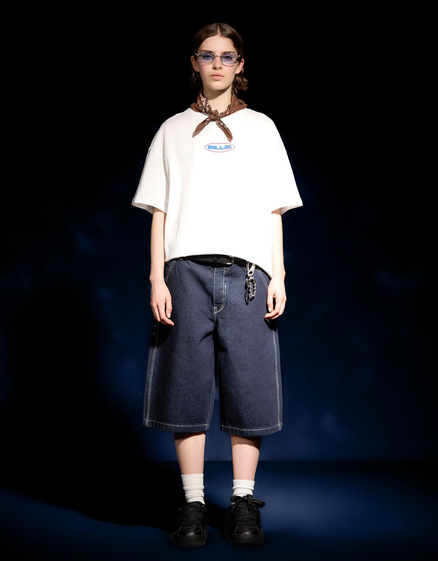 Bershka koszulka z krótkim rękawem i nadrukiem billie eilish biały złamany