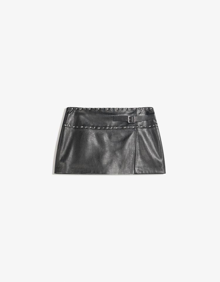 Leather effect mini skirt