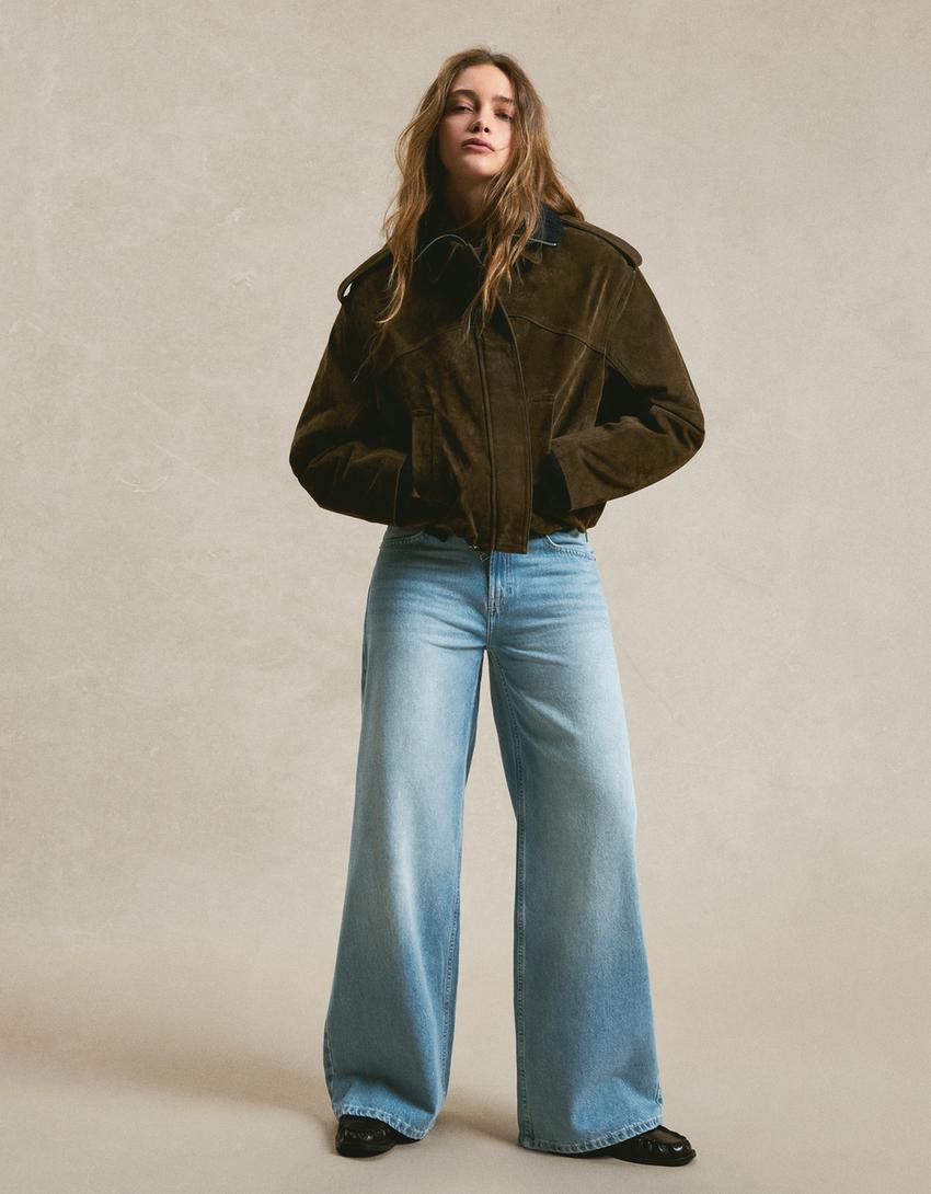 Jeans de perna larga-Azul lavado
