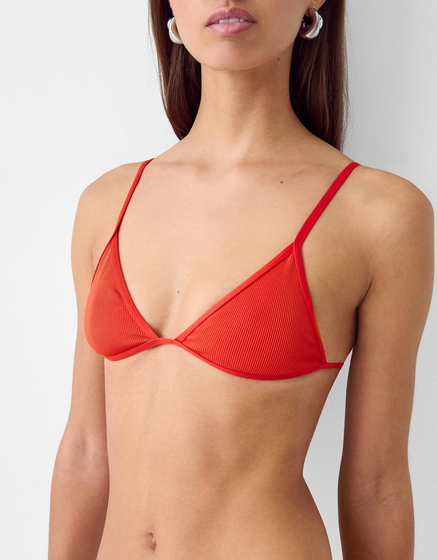 Haut de bikini côtelé-Rouge-5