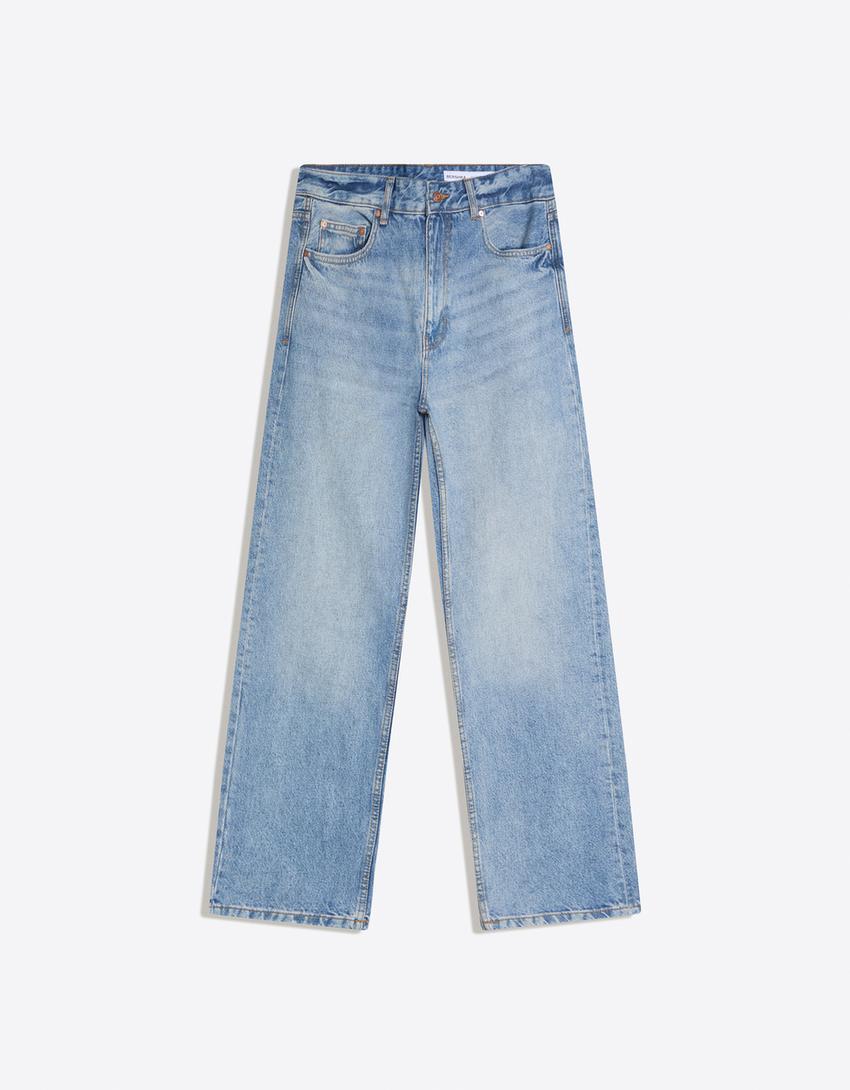 Straight fit jeans-Gewassen blauw