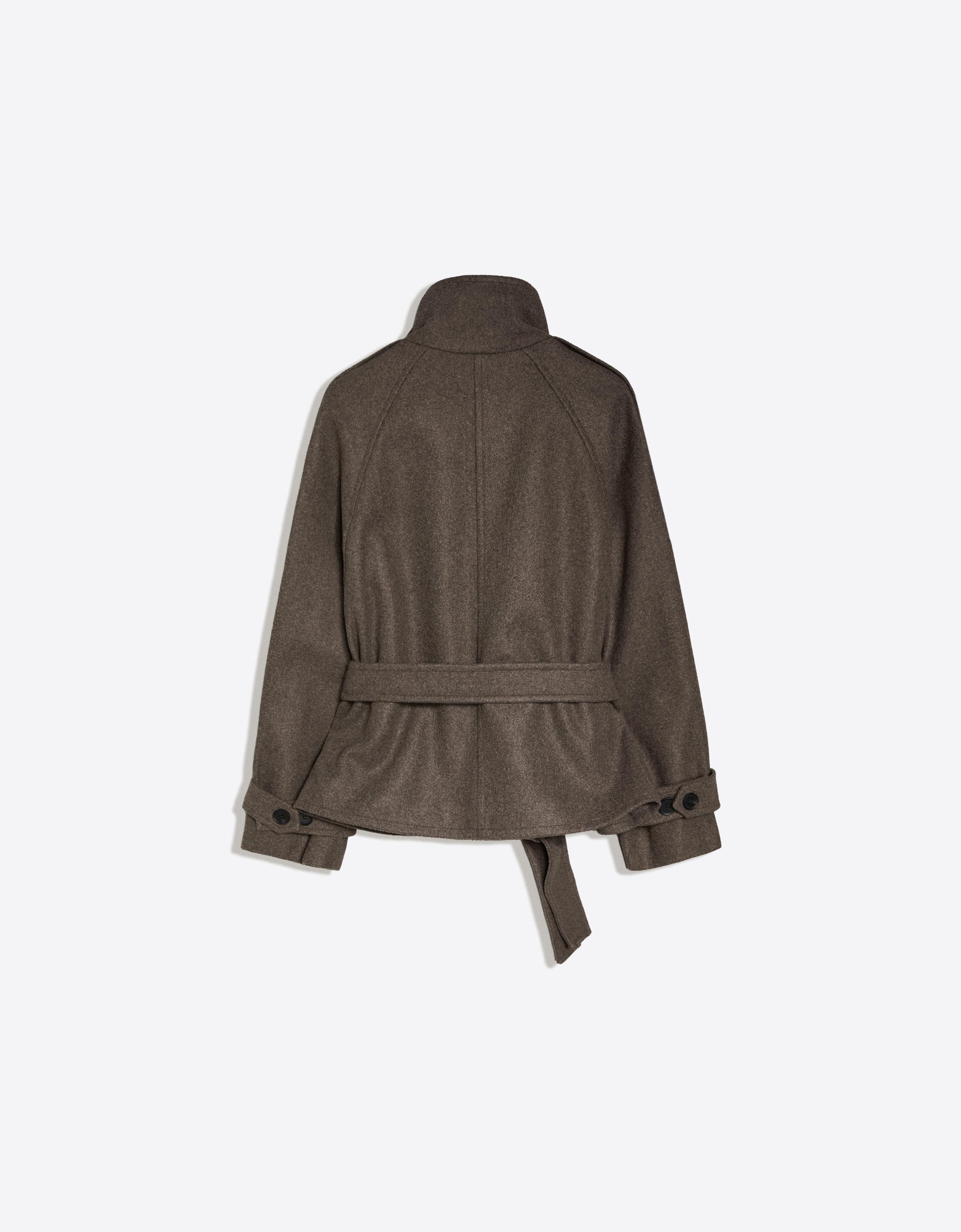 Funnel neck trench jacket — Sand