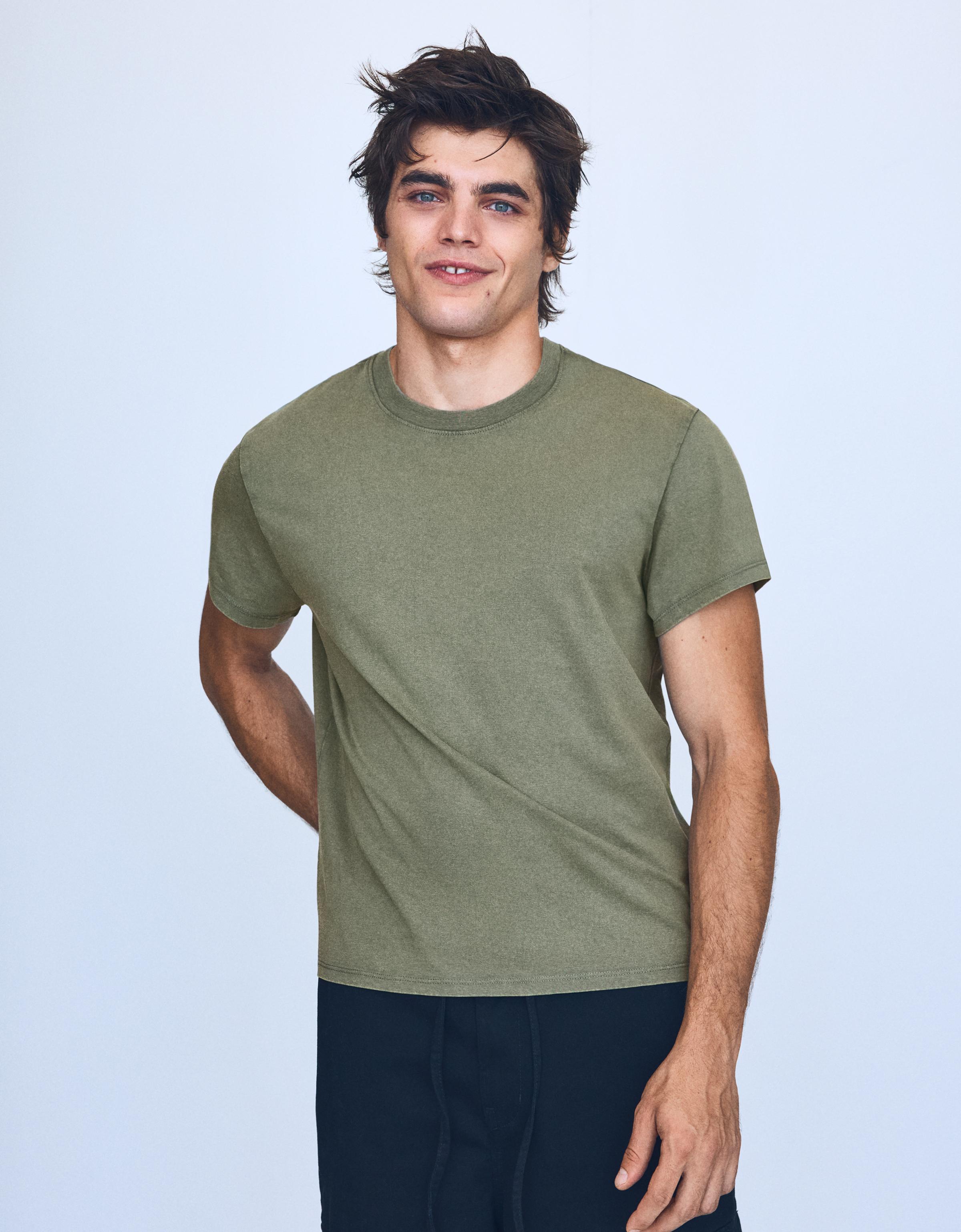Bershka Camiseta Manga Corta Hombre Kaki