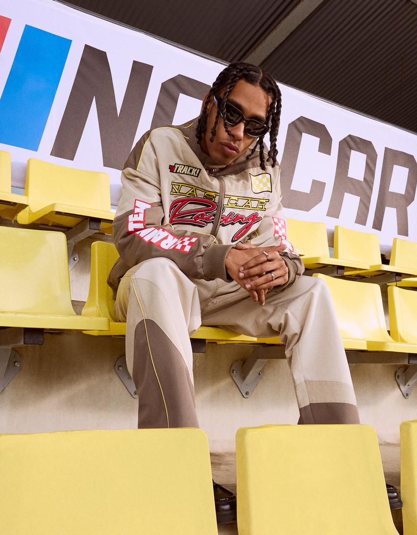 Nascar jacket with patches-Brown-3