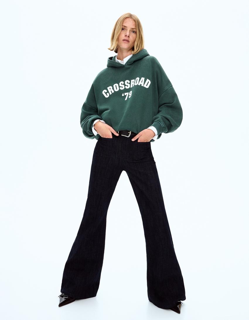 Sweatshirt capuz estampado-Verde