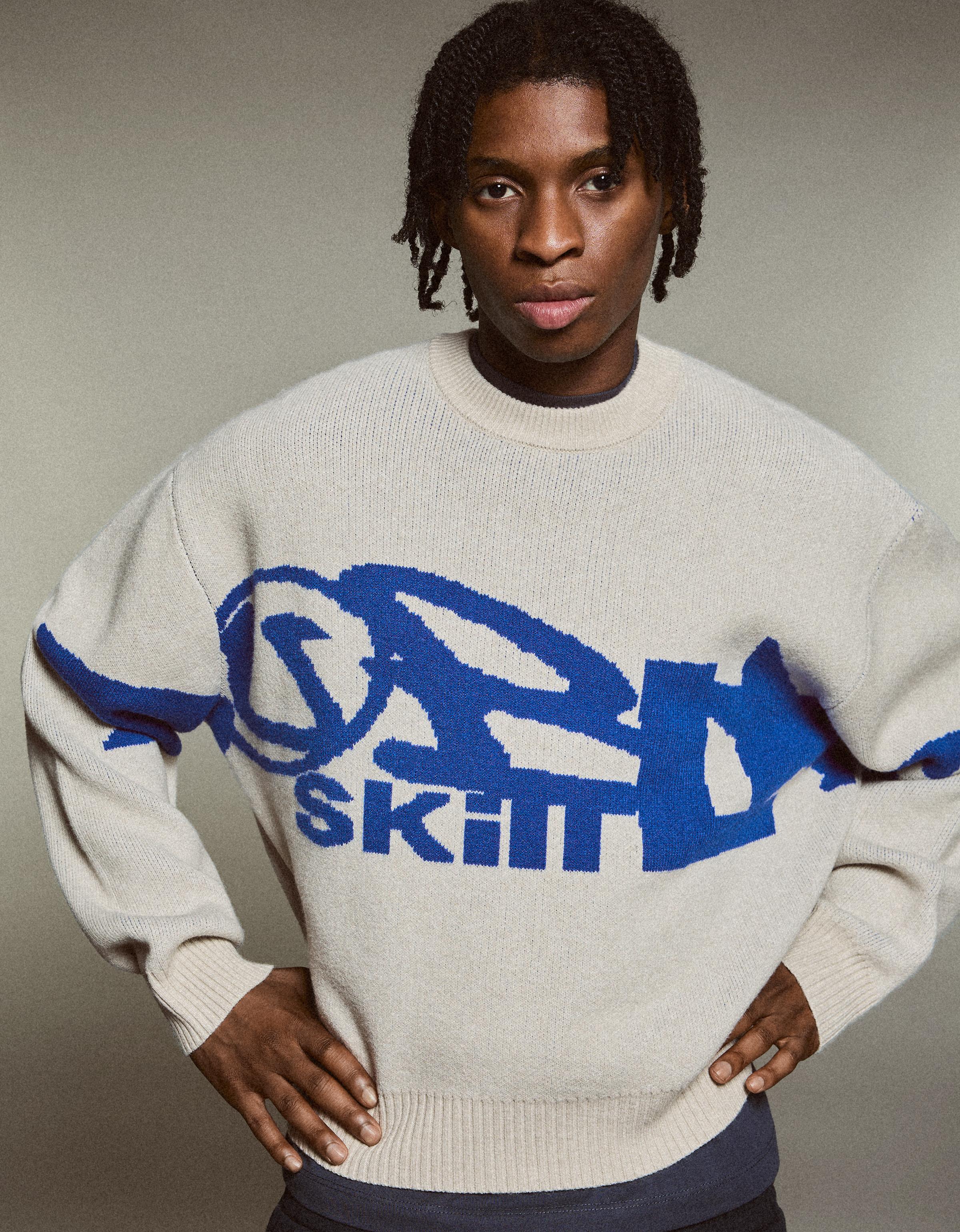 Graphic jacquard jumper — Stone
