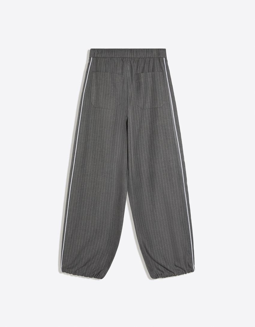 Pinstripe joggers-Grey Marl