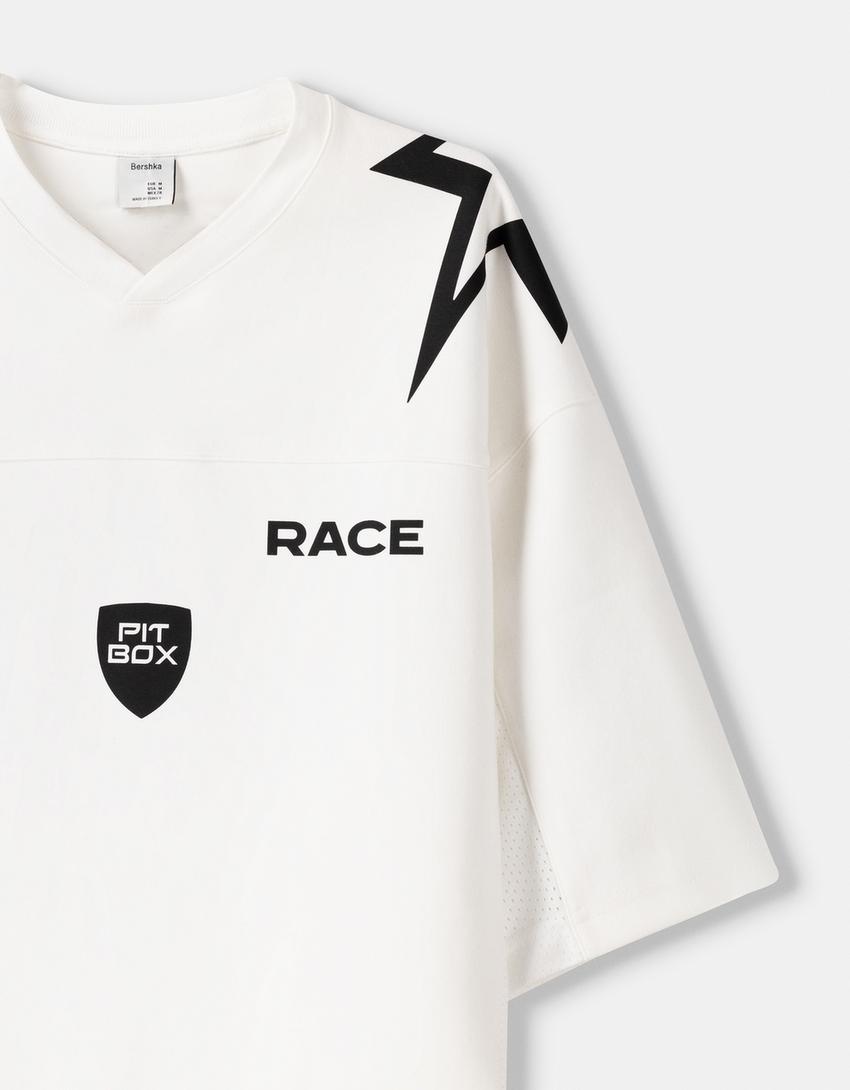 T-shirt manches courtes oversize imprimé-Blanc-2