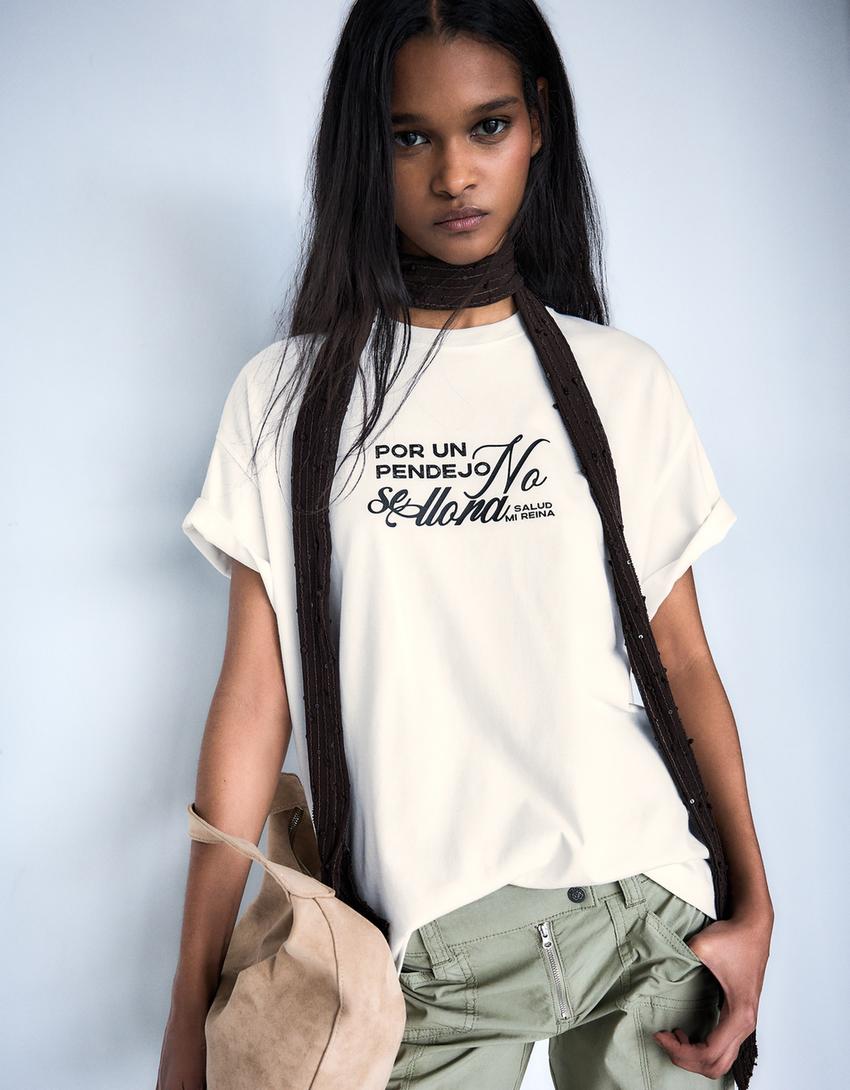 Short sleeve T-shirt with Manuel Turizo print-Off white