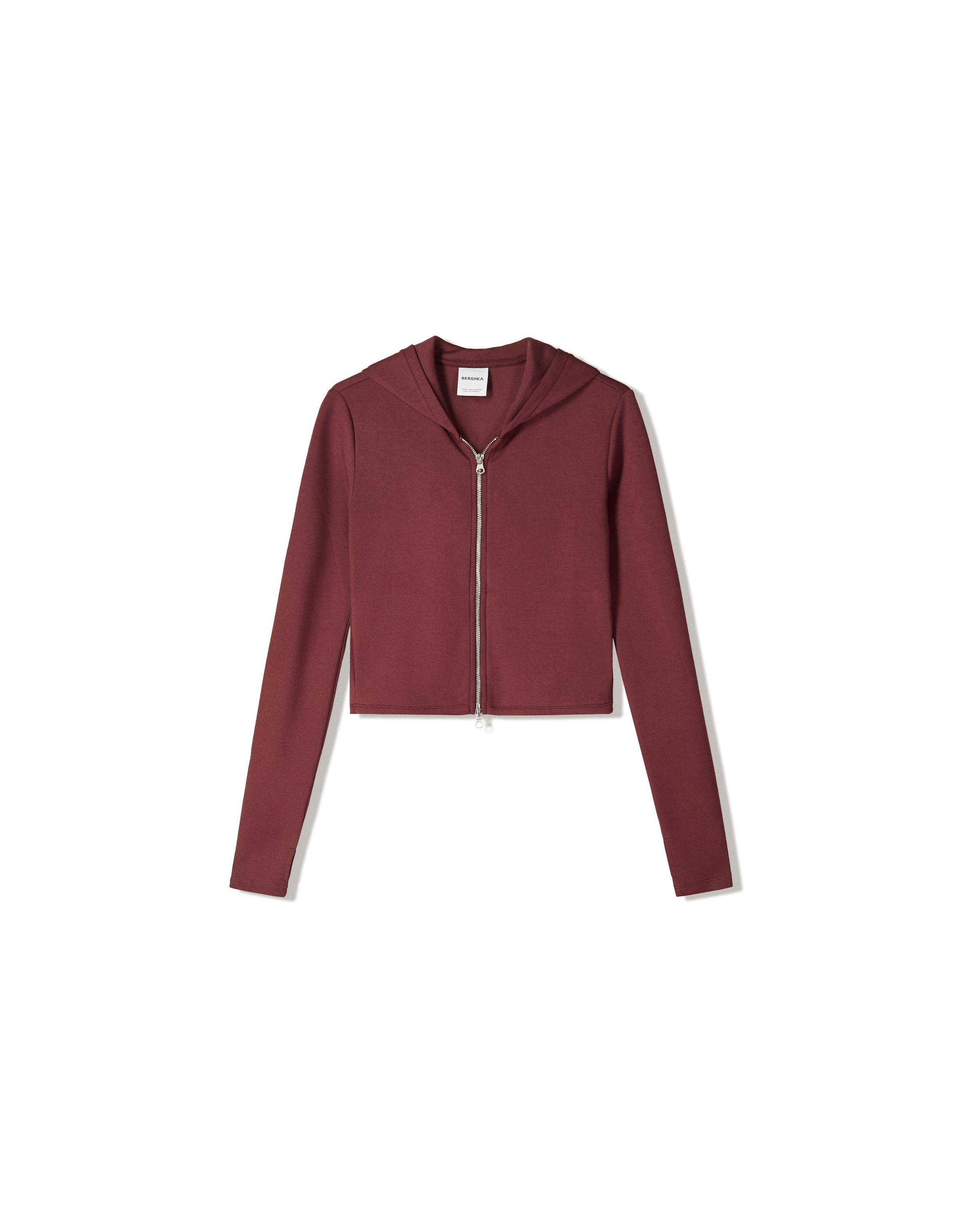 Soft zip-up modal hoodie — Burgundy