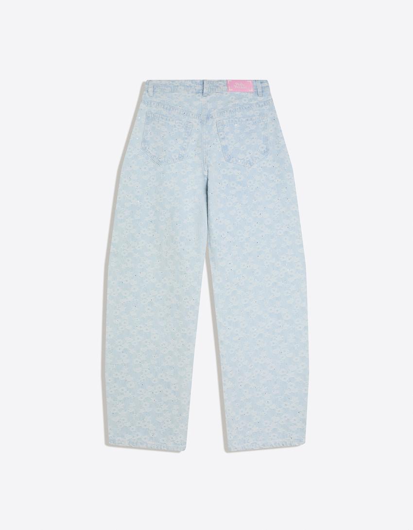 POLLY POCKET barrel fit jean-Açık mavi