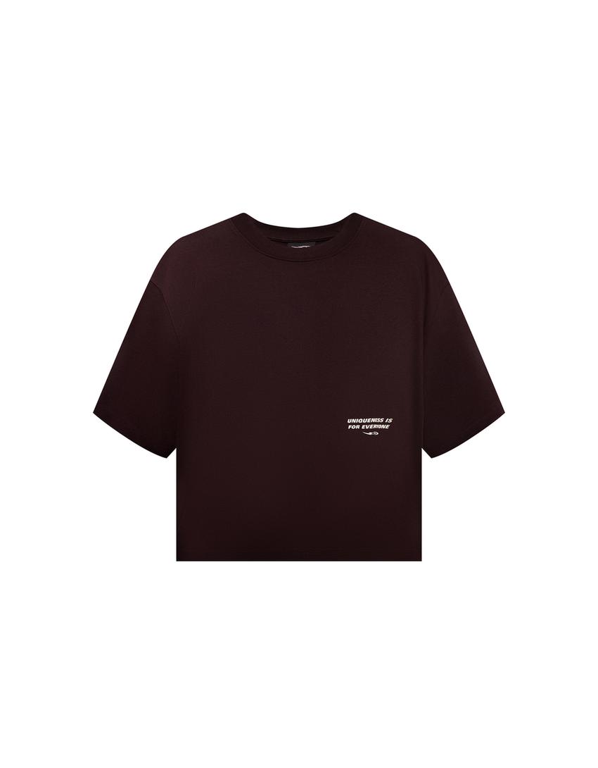 Kortærmet, boxy T-shirt med print fra Out of Core-Brun