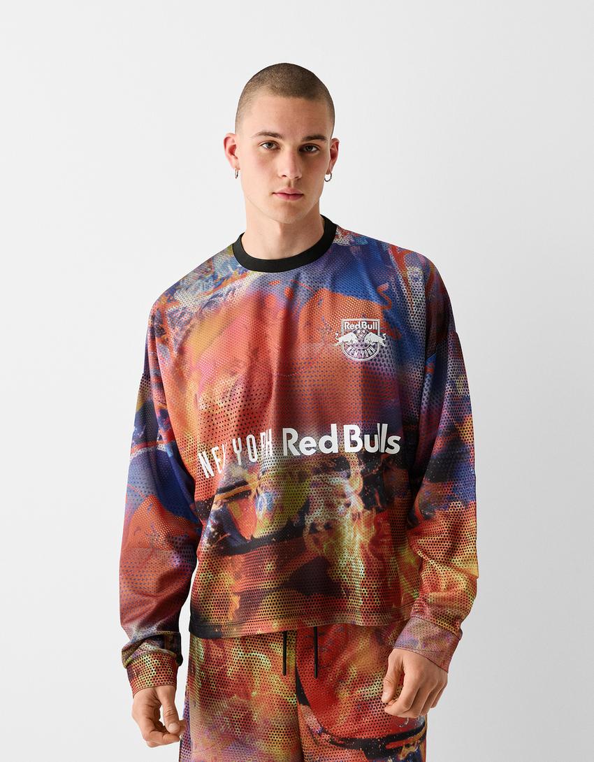 New York Red Bulls print mesh T-shirt-Orange