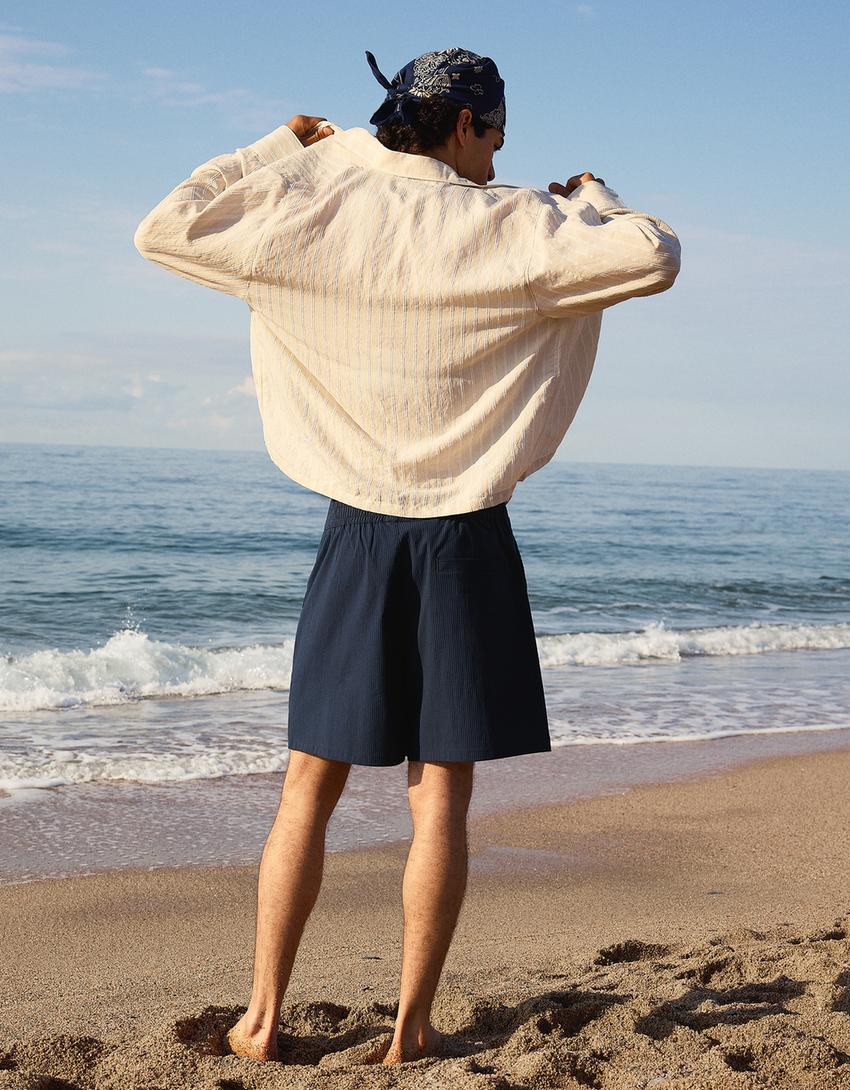 Bermuda boxy fit-Marine