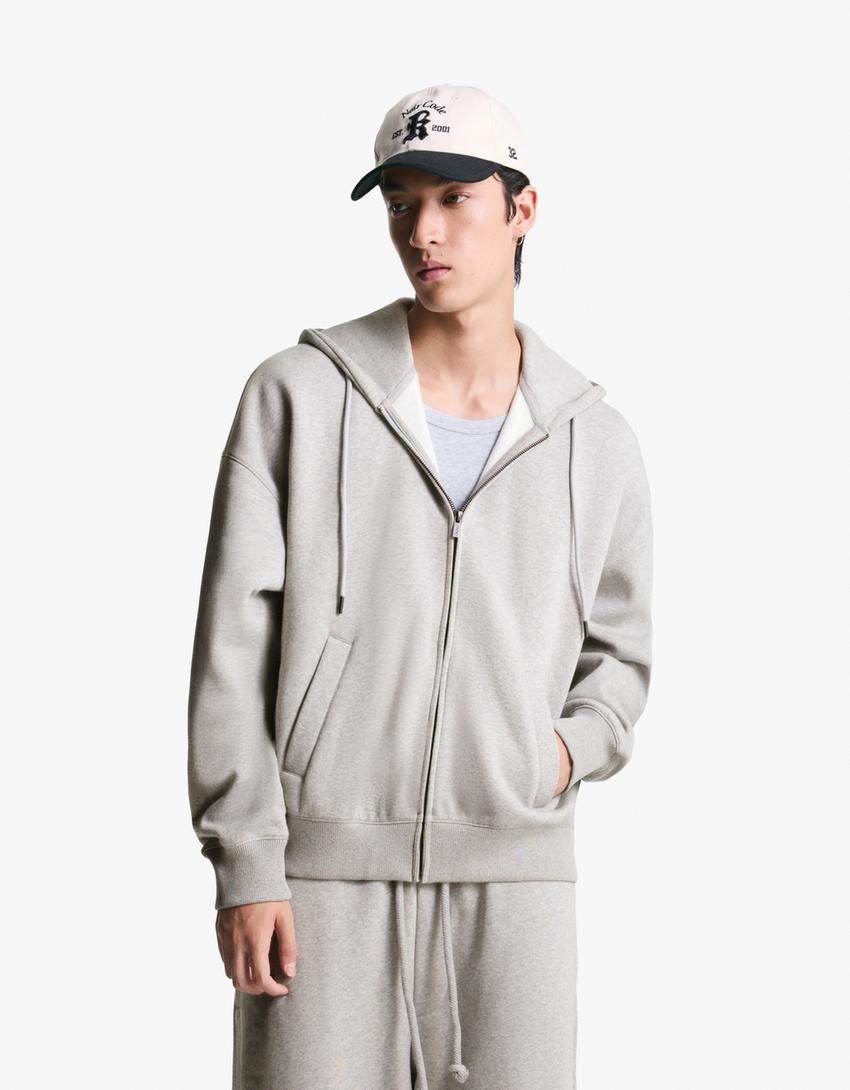 Zip-up hoodie-Grey-0