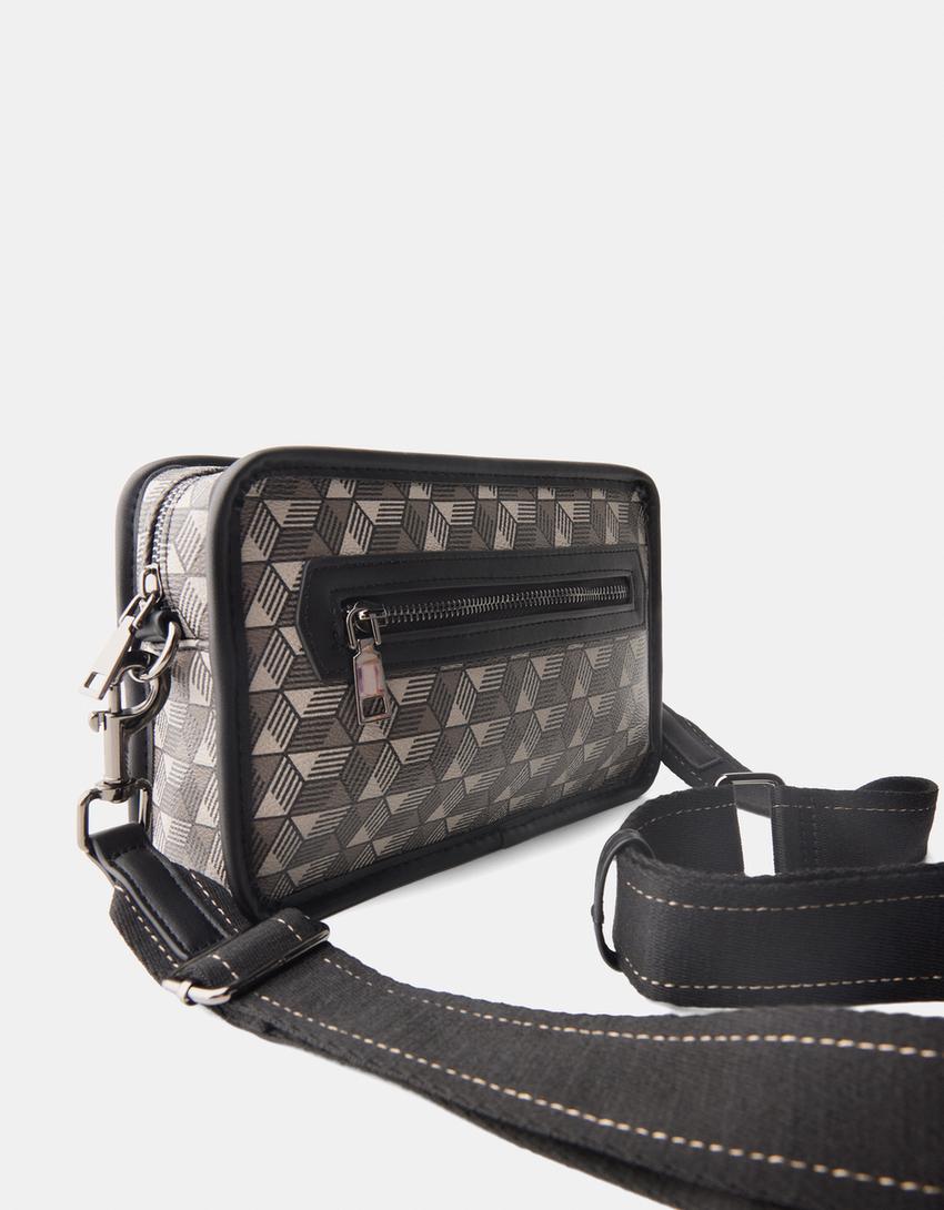 Sac bandoulière imprimé-Noir-2