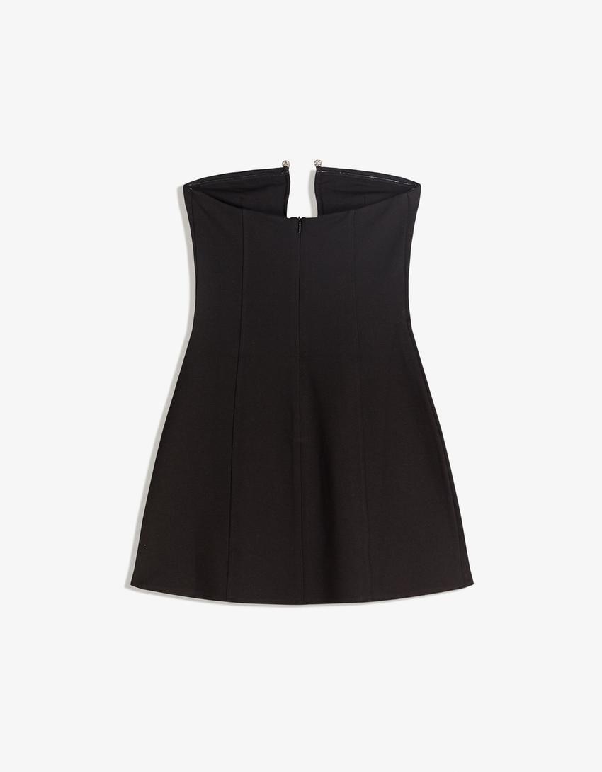 Mini-robe brillante à encolure-Noir