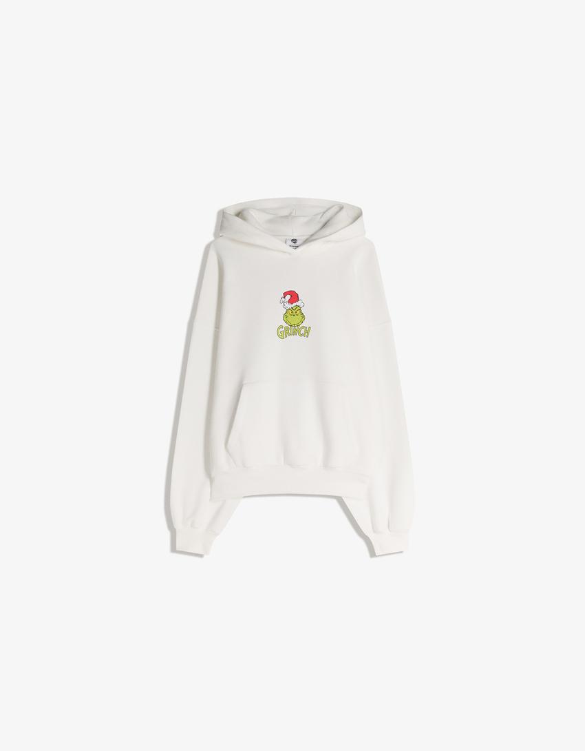 The Grinch kapüşonlu baskılı sweatshirt-Kirli beyaz