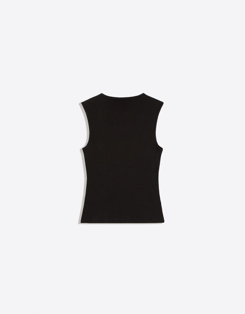 Worker slim fit henley T-shirt-Black