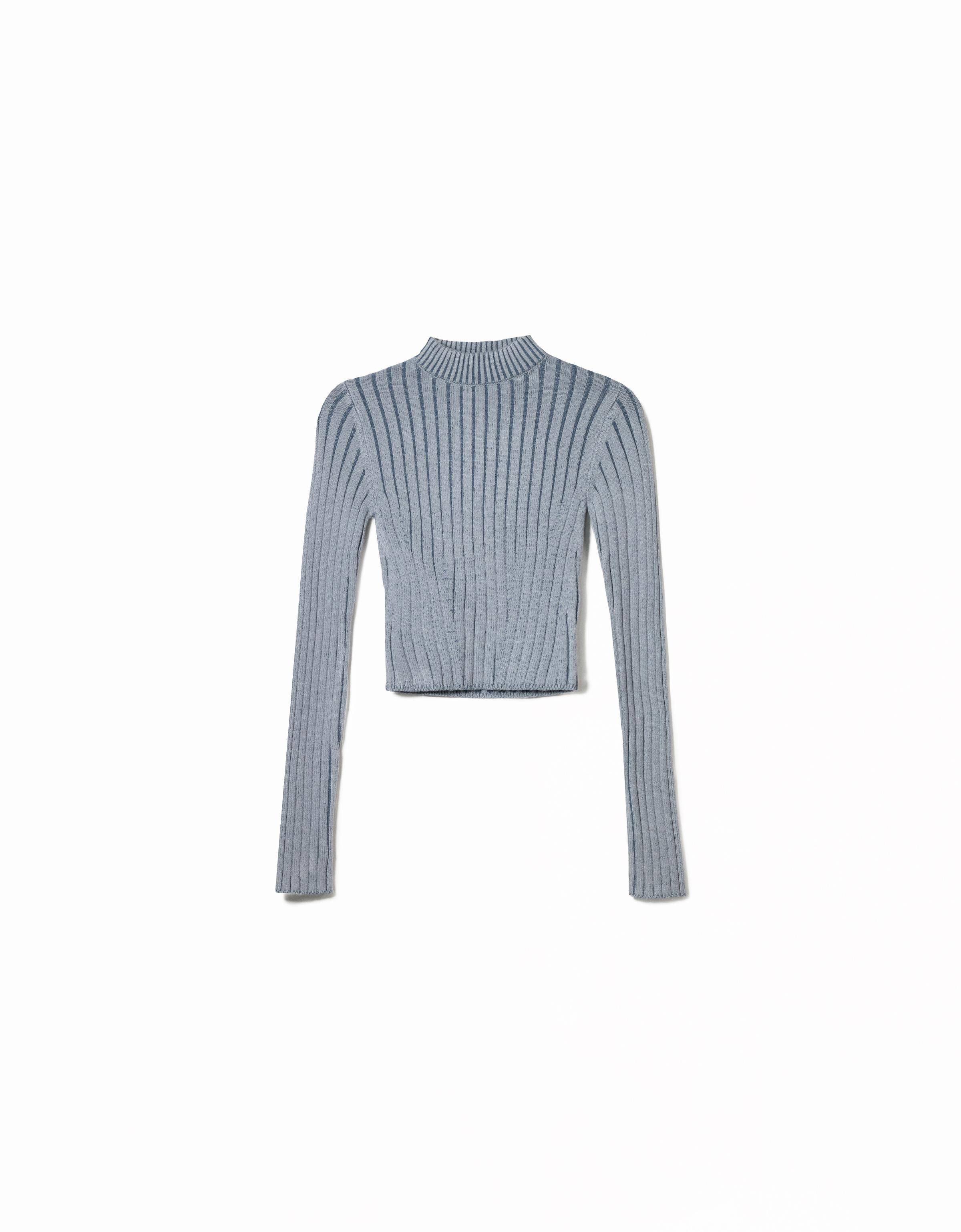 Bershka Rollkragenpullover Im Rippenstrick Damen M Blau