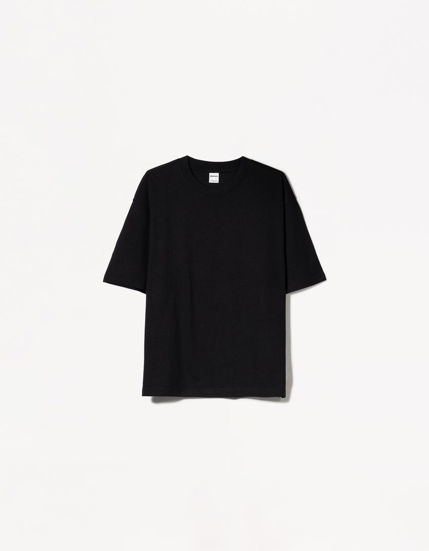 T-shirt manga curta oversize heavy cotton-Preto