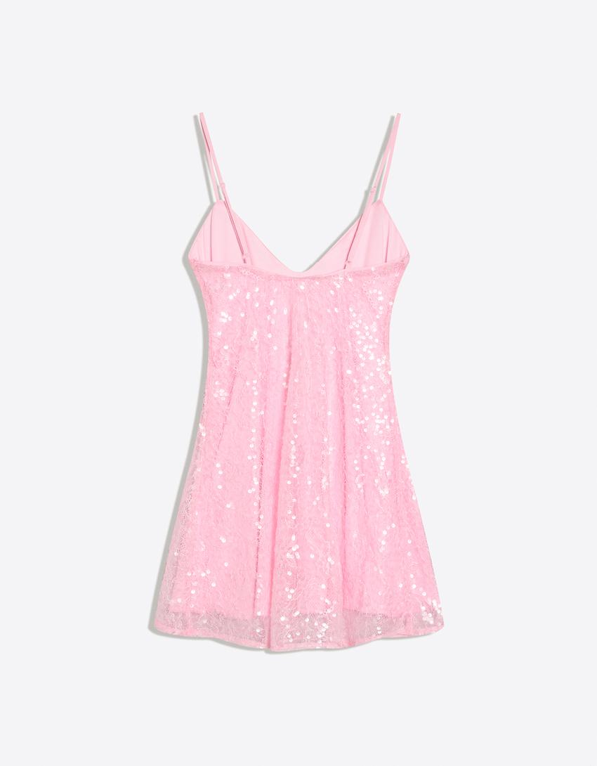 Mini Paillettenkleid-Rosa