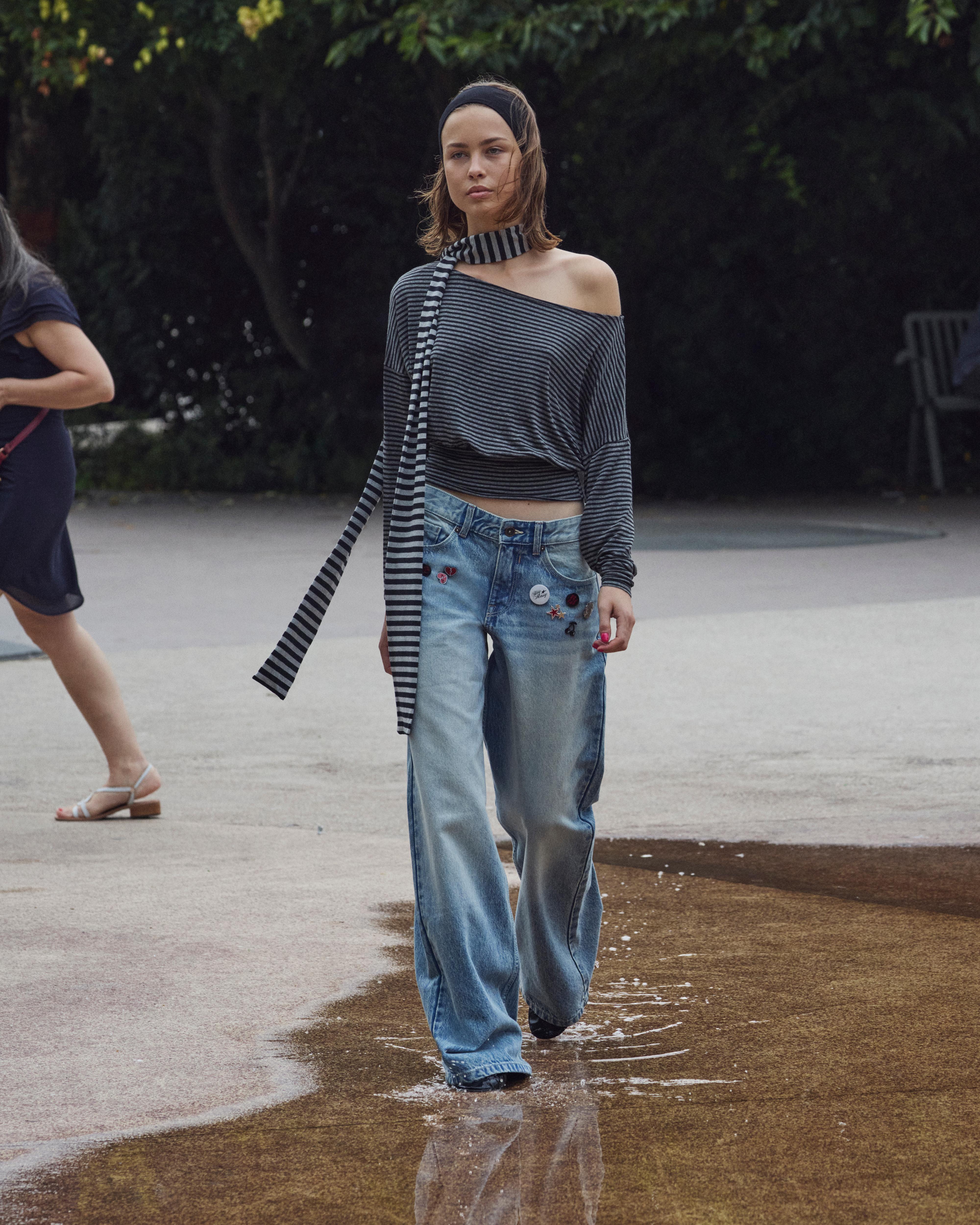 Bershka Boyfriend-Jeans Damen 38 Ausgewaschenes Blau