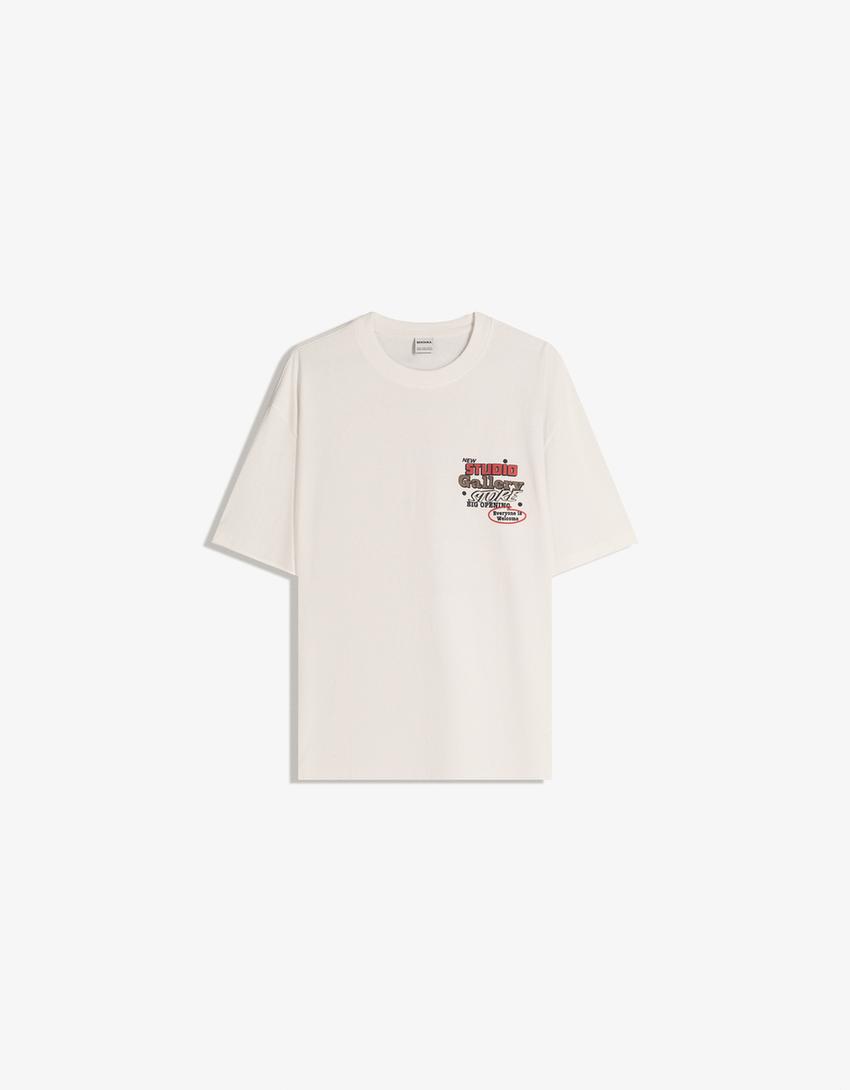 Short sleeve T-shirt with print-Off white