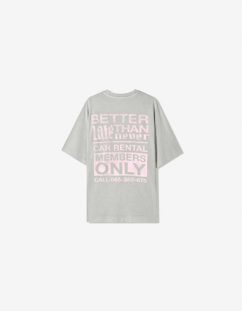 Short sleeve T-shirt with print-Dark grey-5