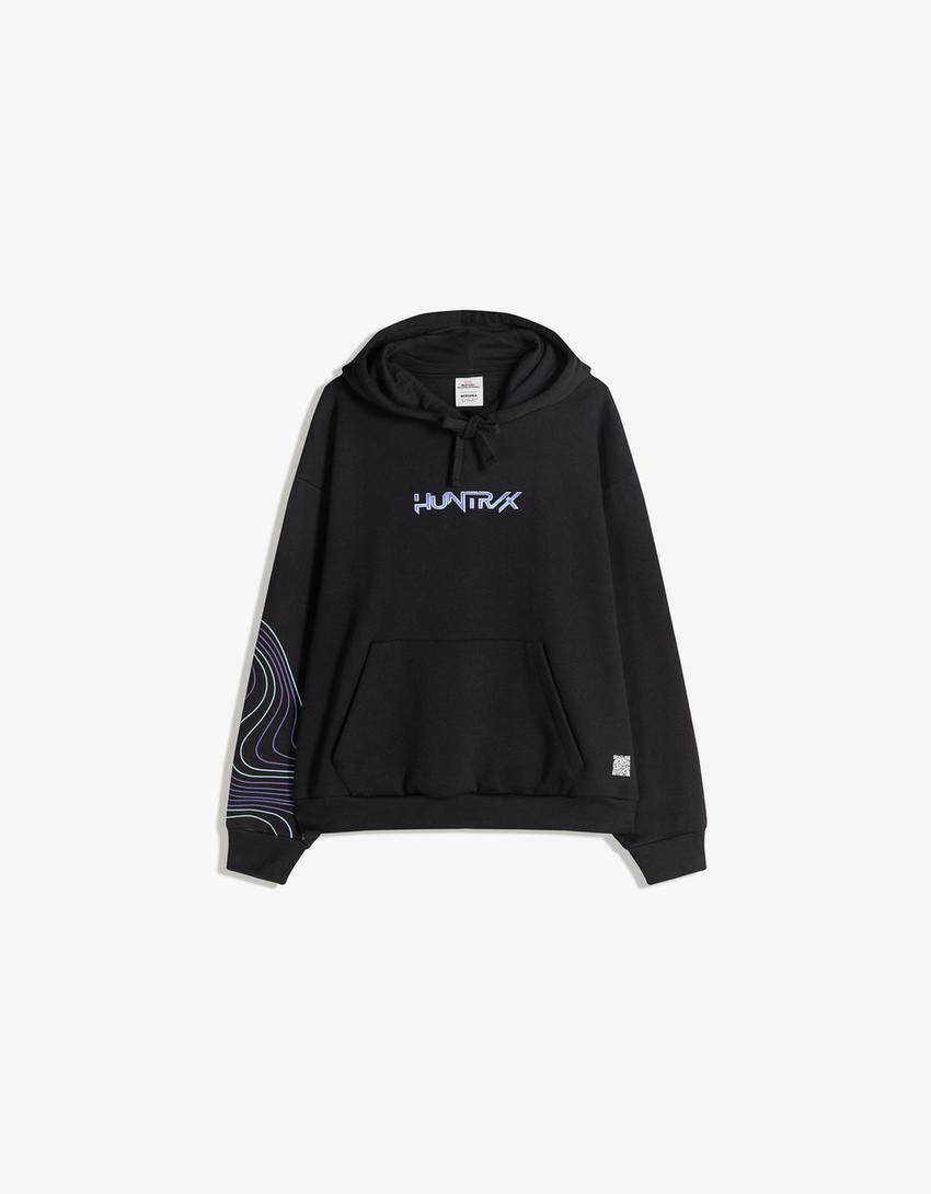 KPop Demon Hunters Huntr/x dijital filtre kapüşonlu sweatshirt-Siyah