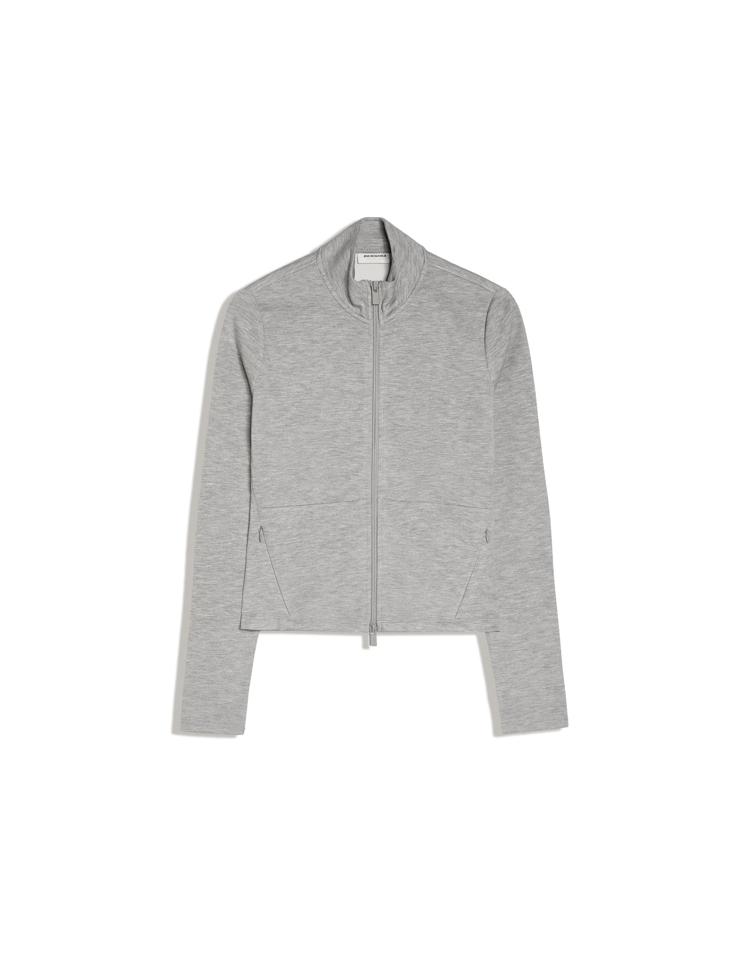 Ribbed zip jacket — Grey