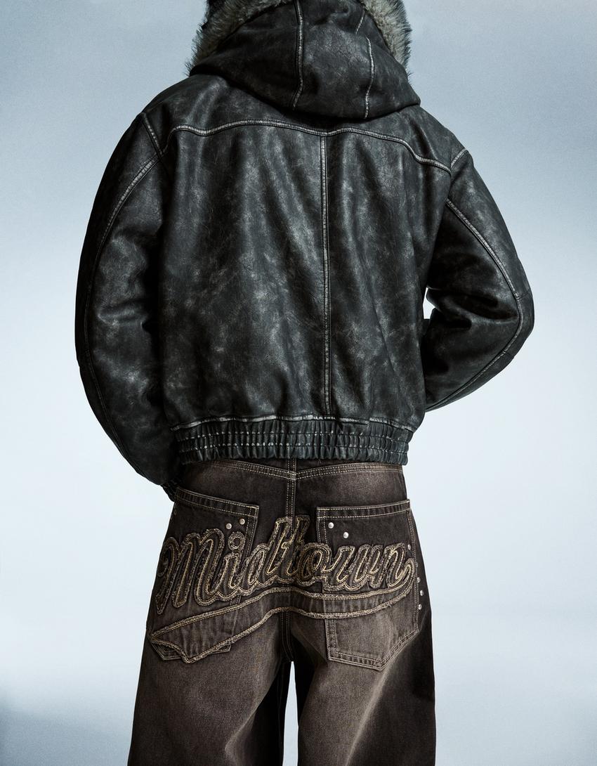 Super baggy jeans met studs-Zwart