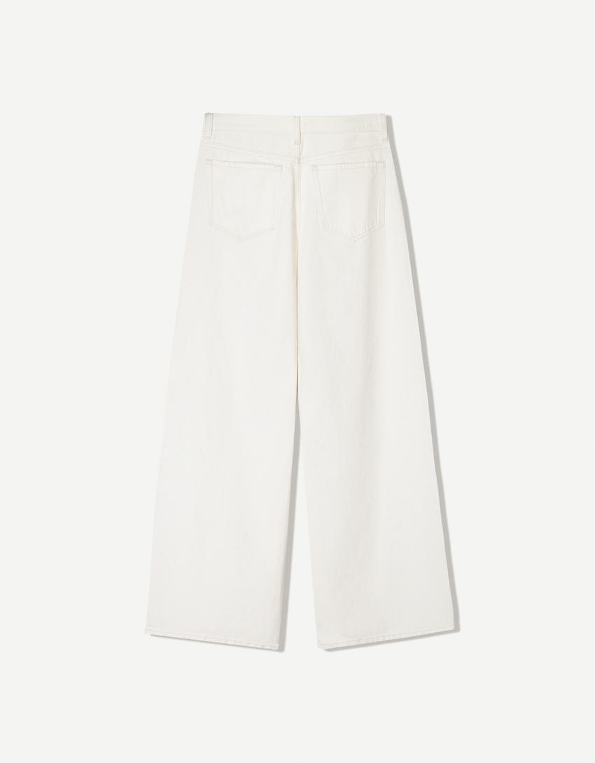 Wide-leg jeans-Off white-4